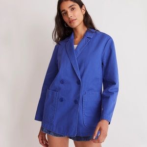 Madewell crossover blazer cobalt blue womens size small slouchy oversized office